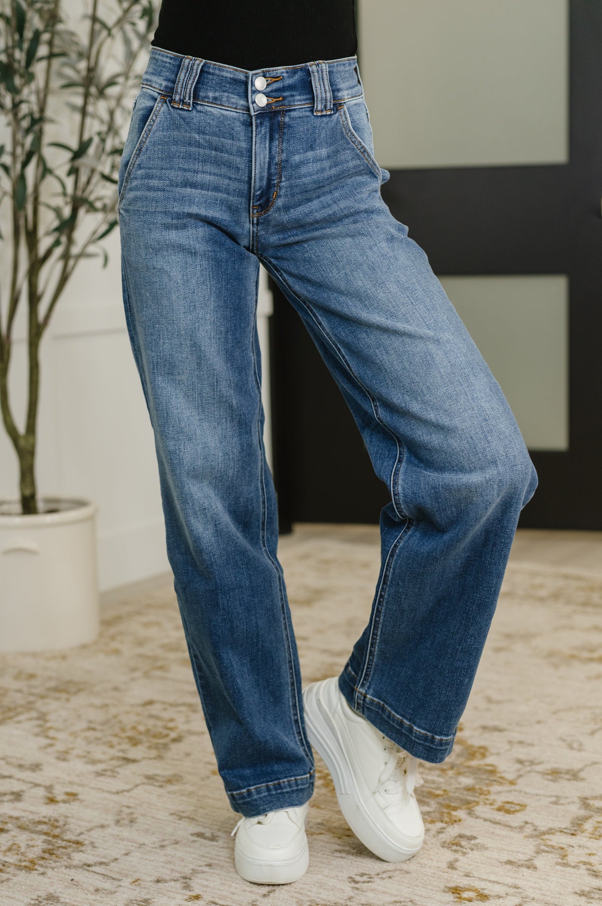 Elsie High Rise Double Button Wide Leg Jeans - 7/30/2025 NEW