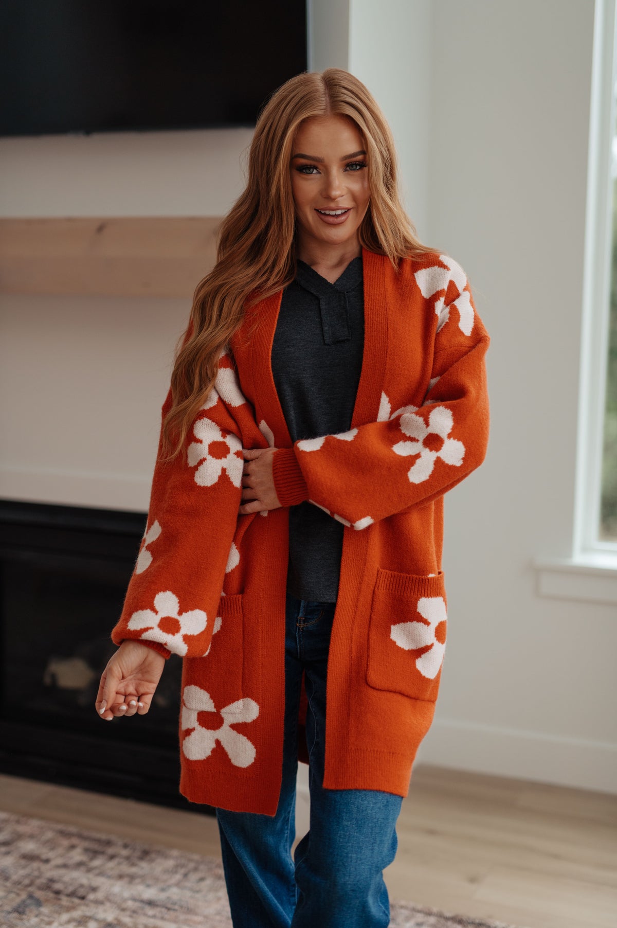 Enough Anyways Floral Cardigan in Burnt Orange - 10/27/2025