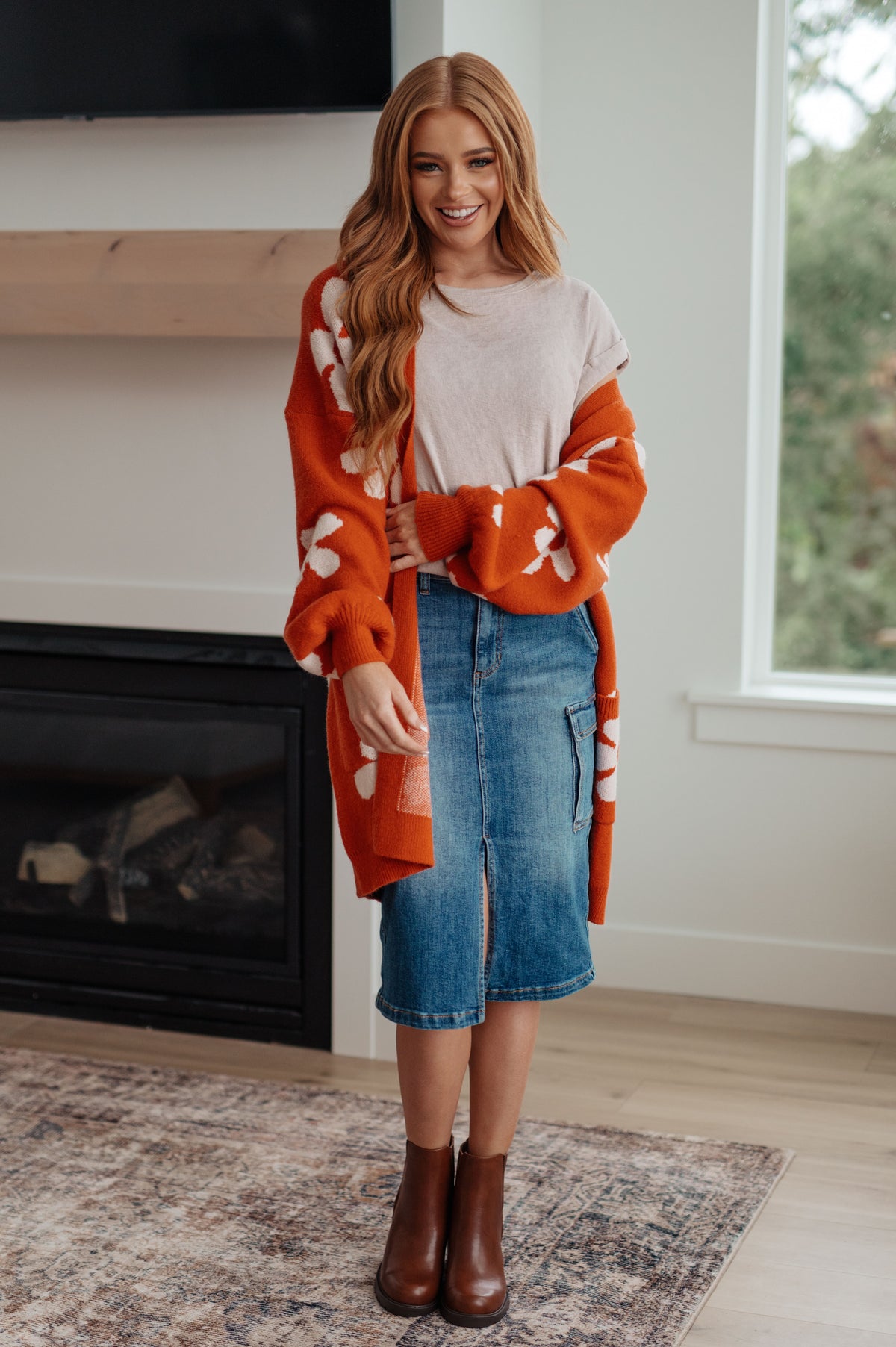 Enough Anyways Floral Cardigan in Burnt Orange - 10/27/2025