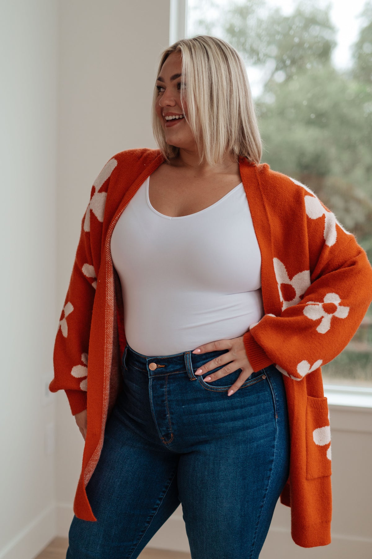 Enough Anyways Floral Cardigan in Burnt Orange - 10/27/2025