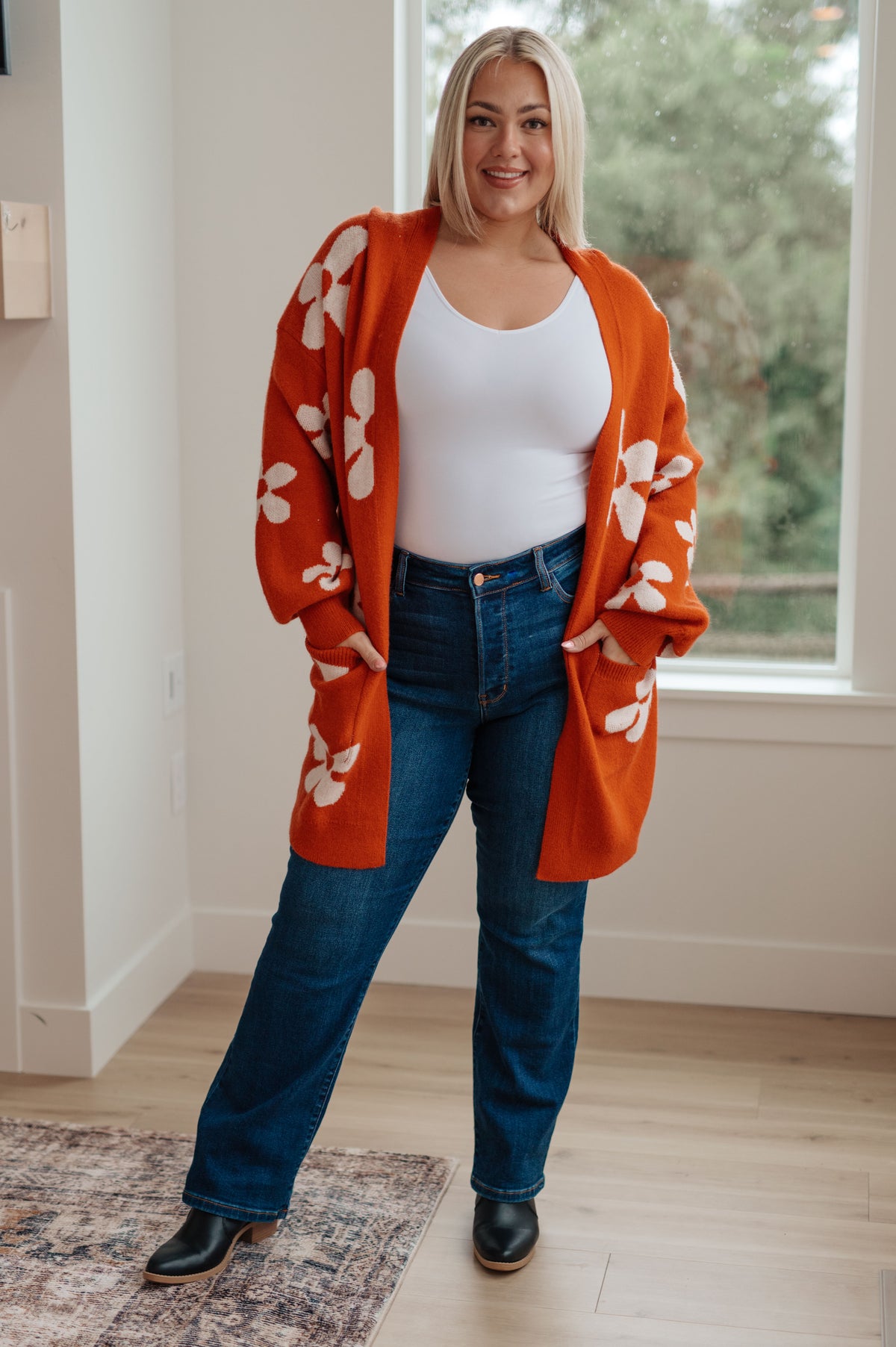 Enough Anyways Floral Cardigan in Burnt Orange - 10/27/2025