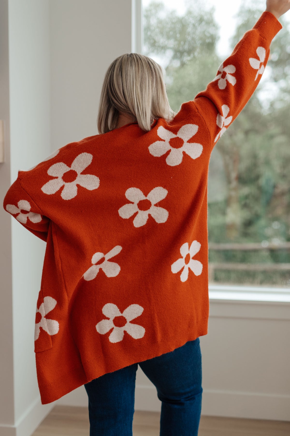 Enough Anyways Floral Cardigan in Burnt Orange - 10/27/2025