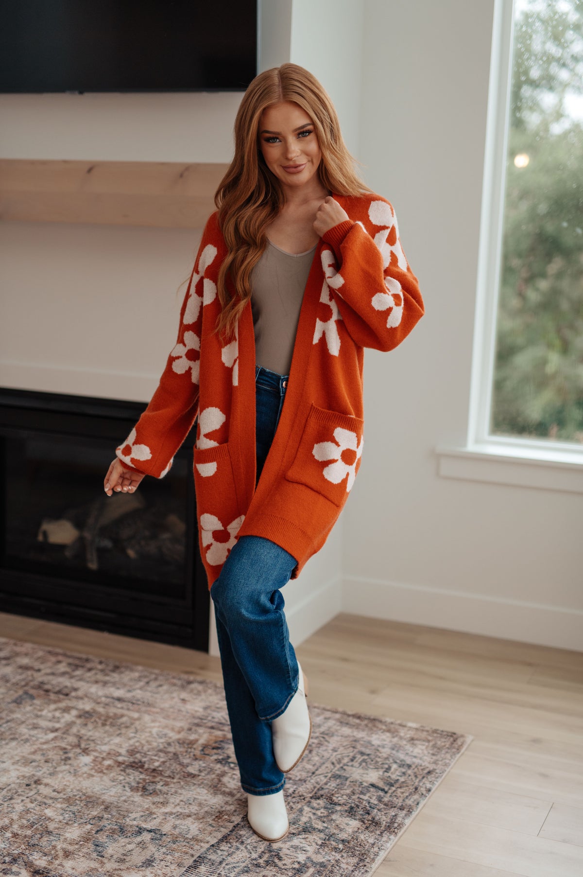 Enough Anyways Floral Cardigan in Burnt Orange - 10/27/2025