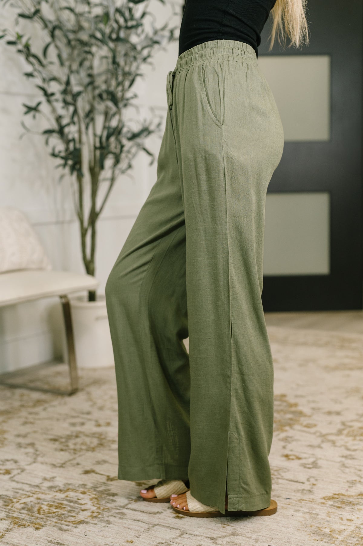 Essential Feeling Straight Leg Lounge Pants in Light in Olive - 8/5/2026