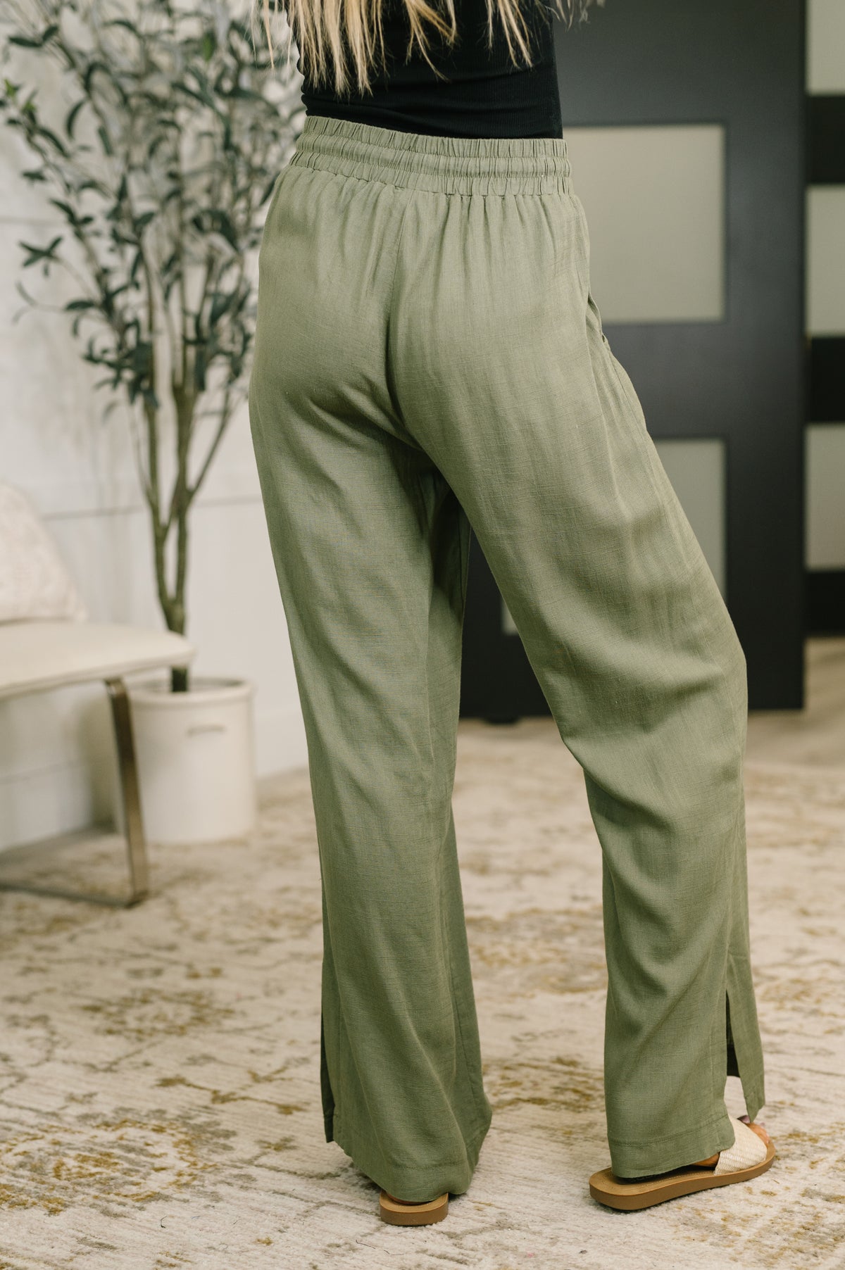 Essential Feeling Straight Leg Lounge Pants in Light in Olive - 8/5/2026
