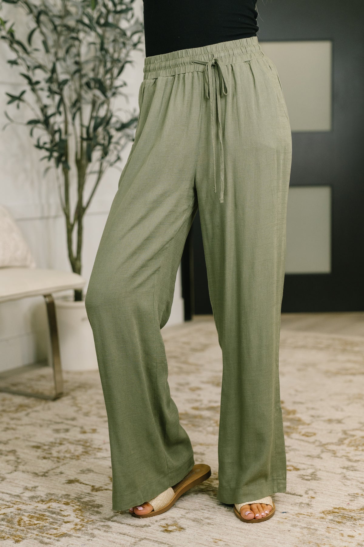 Essential Feeling Straight Leg Lounge Pants in Light in Olive - 8/5/2026