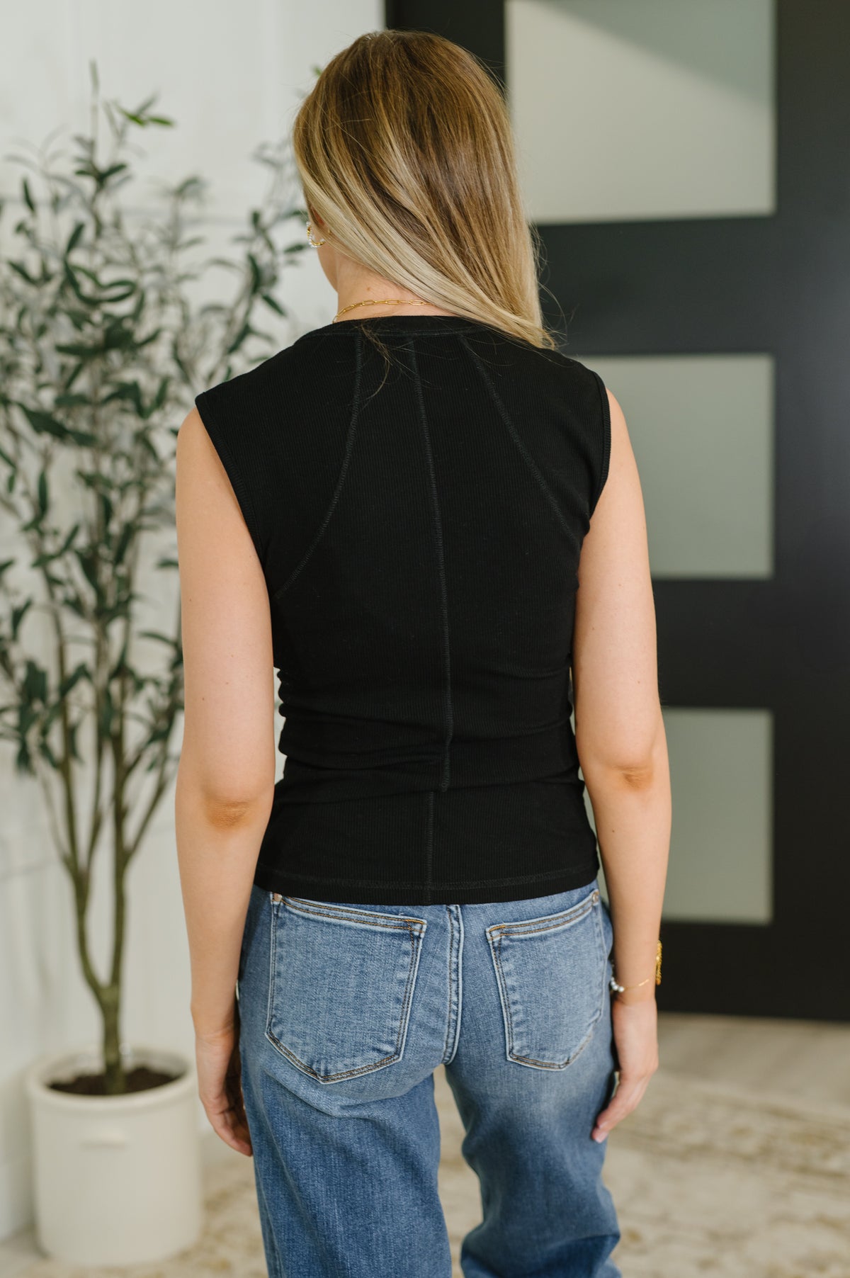 Everyday Edge Knit Henley Tank in Black - 8/15/2025