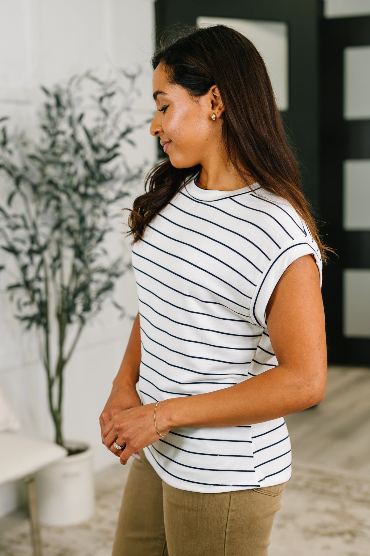 Everything In Between Striped Cap Sleeve Tee - 6/30/2026