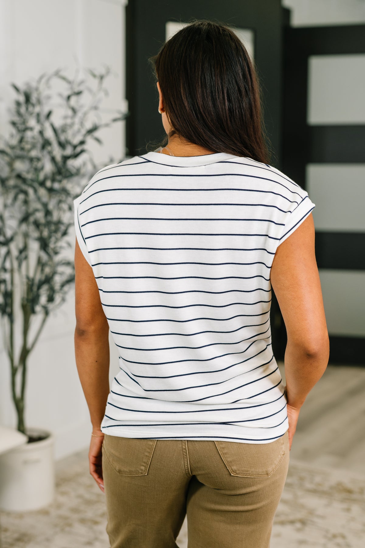 Everything In Between Striped Cap Sleeve Tee - 6/30/2026
