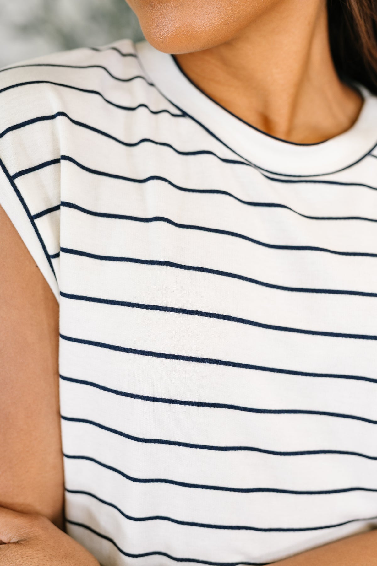 Everything In Between Striped Cap Sleeve Tee - 6/30/2026