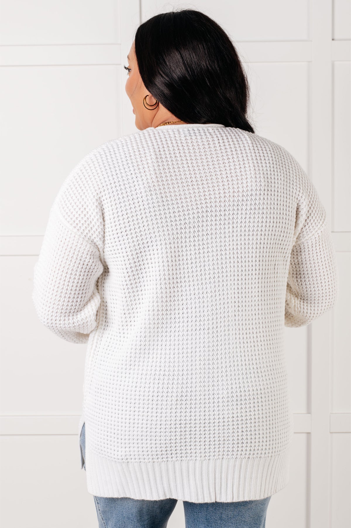 Everything Layer Waffle Knit Open Front Cardigan in Ivory - 1/29/2025