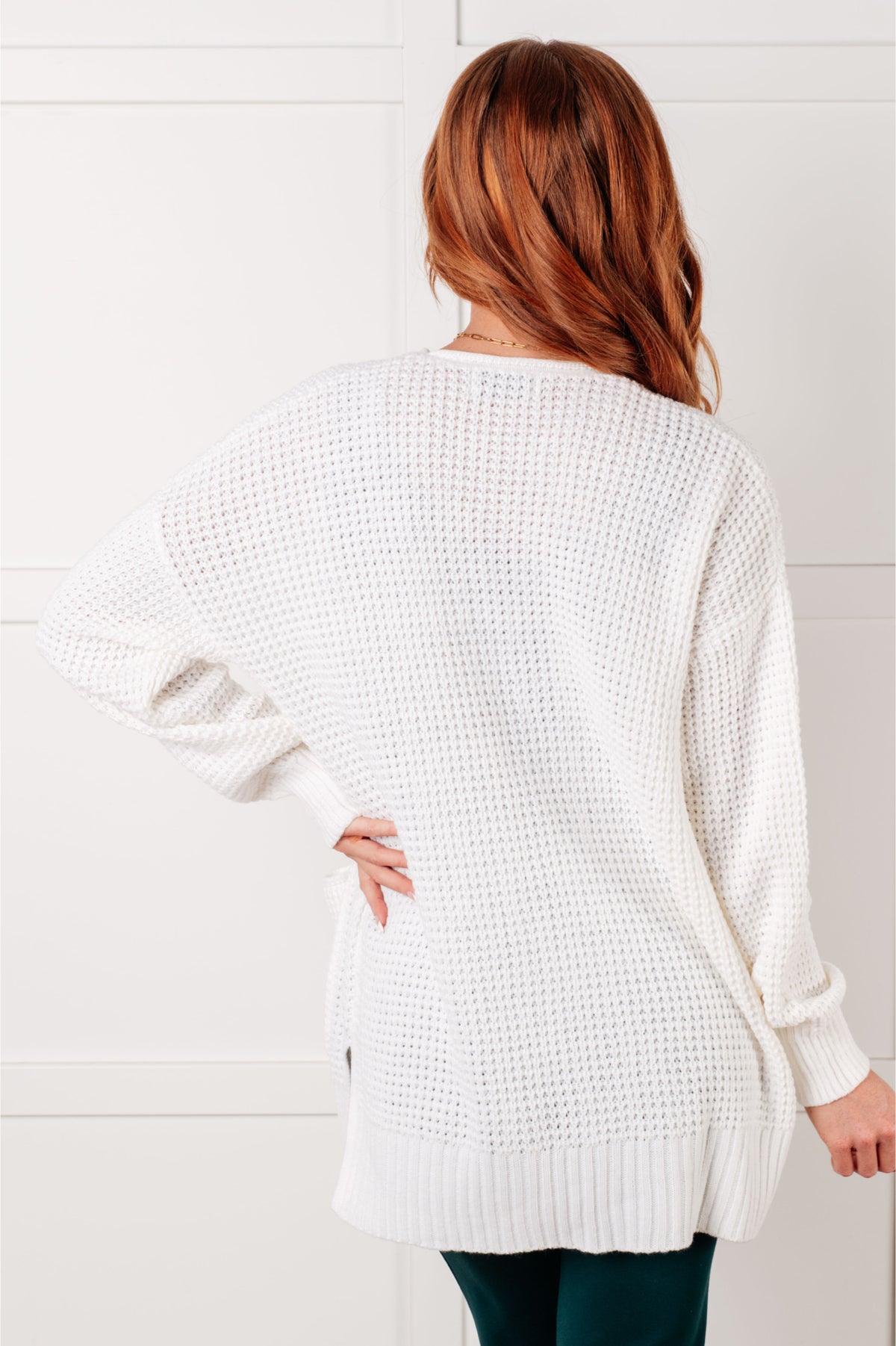 Everything Layer Waffle Knit Open Front Cardigan in Ivory - 1/29/2025