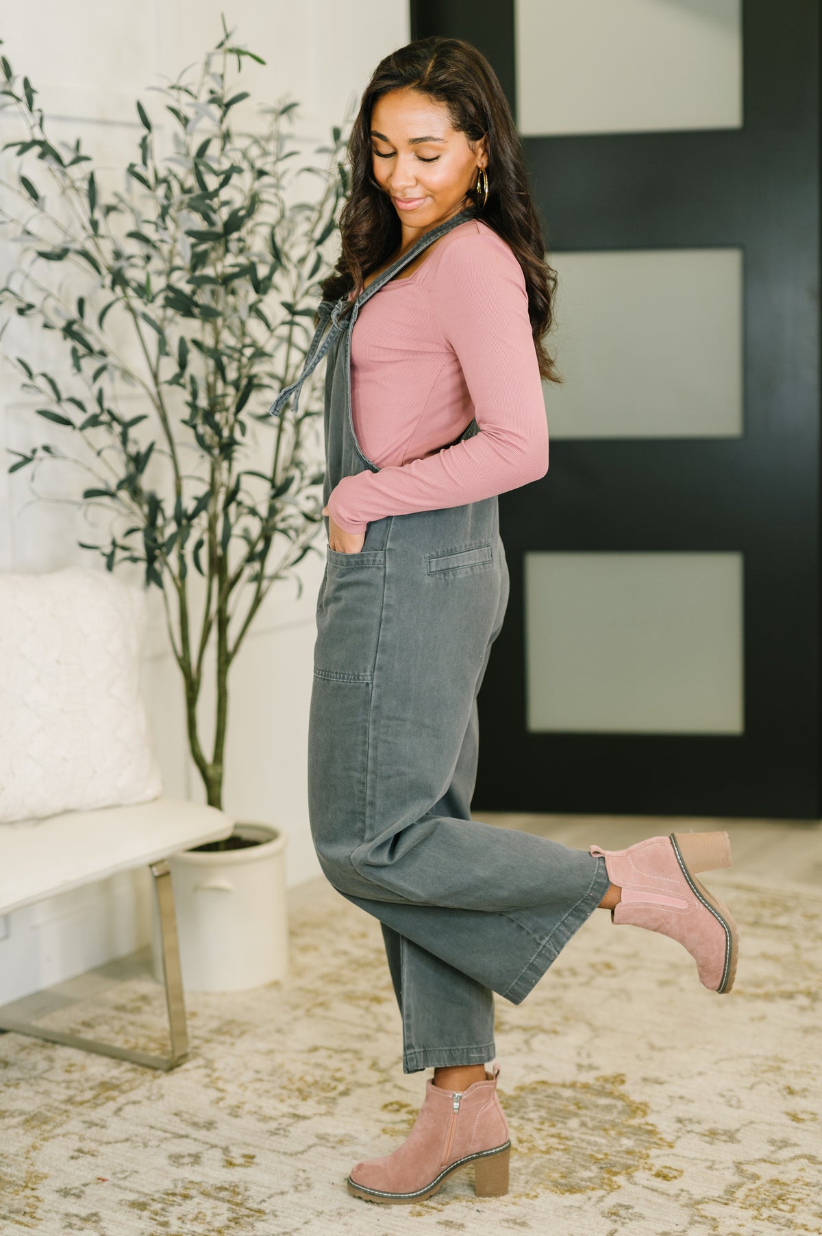 Exactly Where You Are Jumpsuit in Ash Black - 1/16/2026