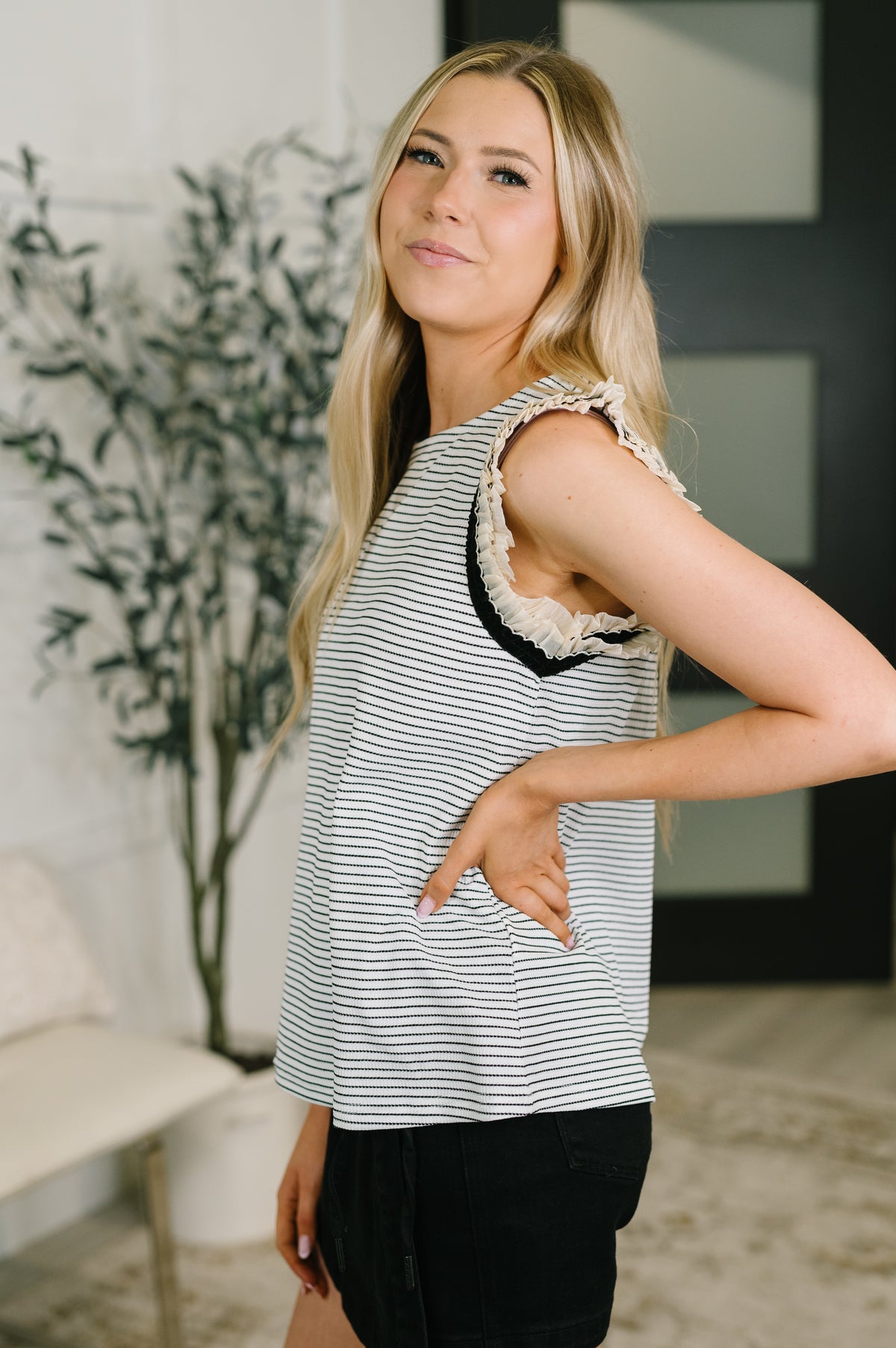 Exceeding Expectations Ruffled Sleeve Blouse - 7/31/2026
