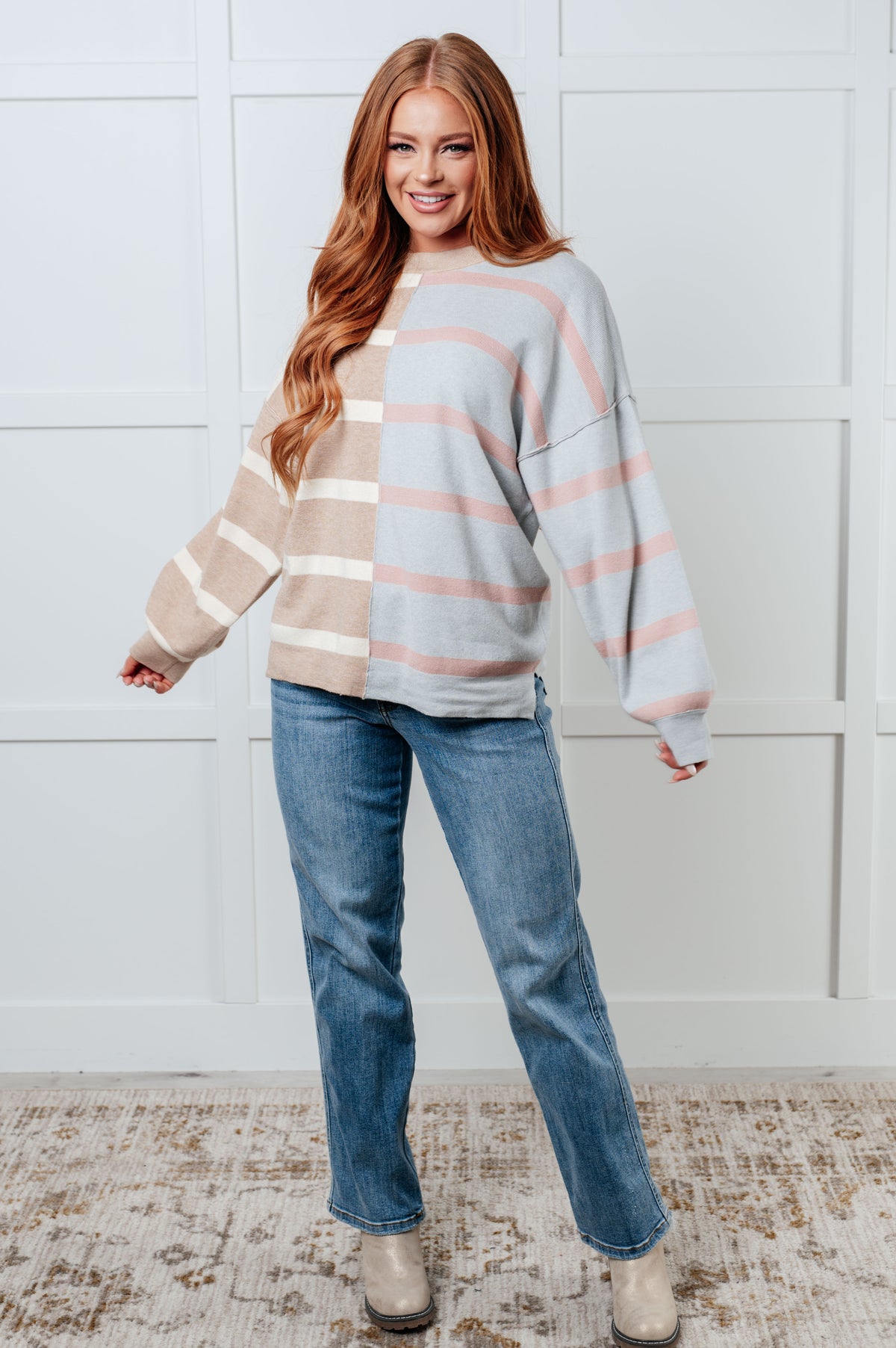 Exceptional Thought Striped Patchwork Sweater - 1/7/2025