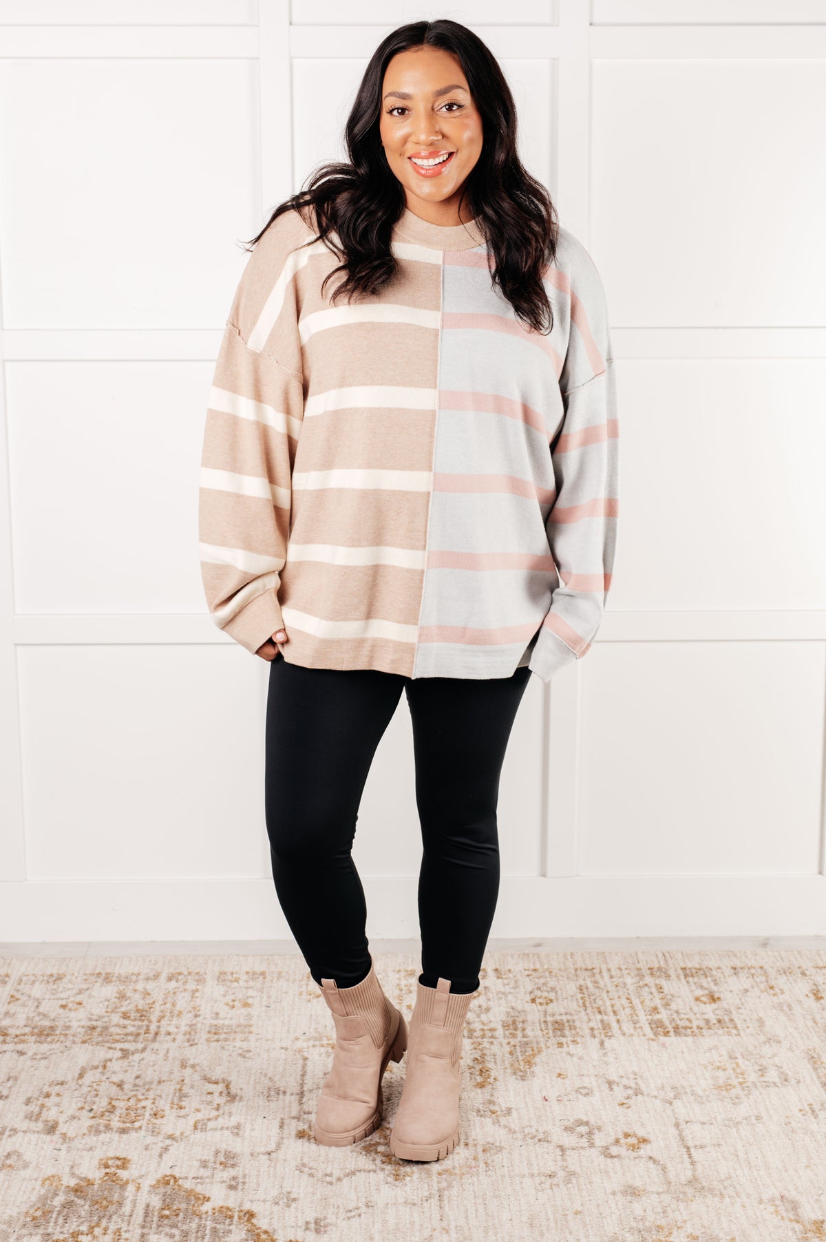 Exceptional Thought Striped Patchwork Sweater - 1/7/2025