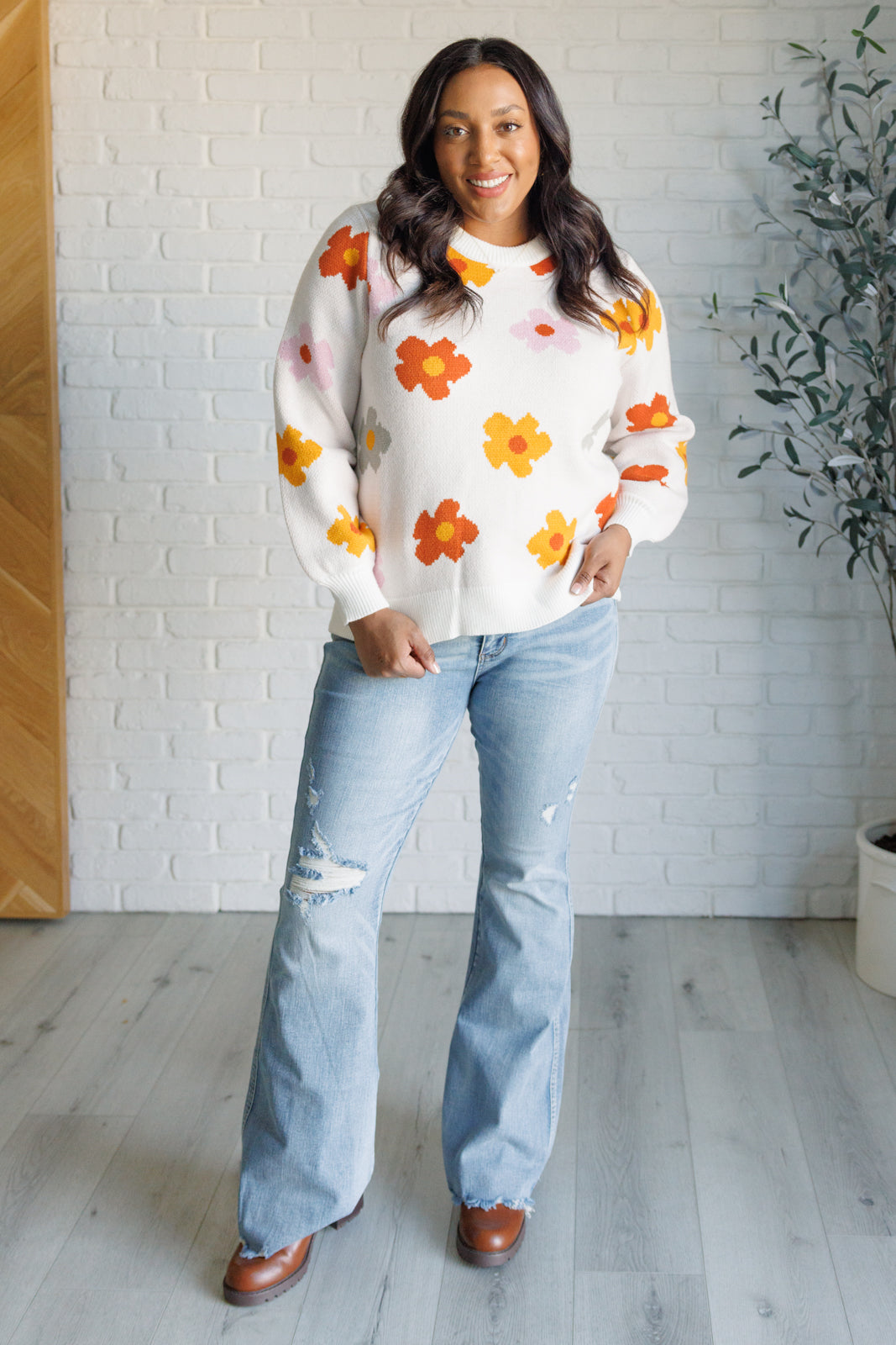 Falling Flowers Floral Sweater - 9/18/2025