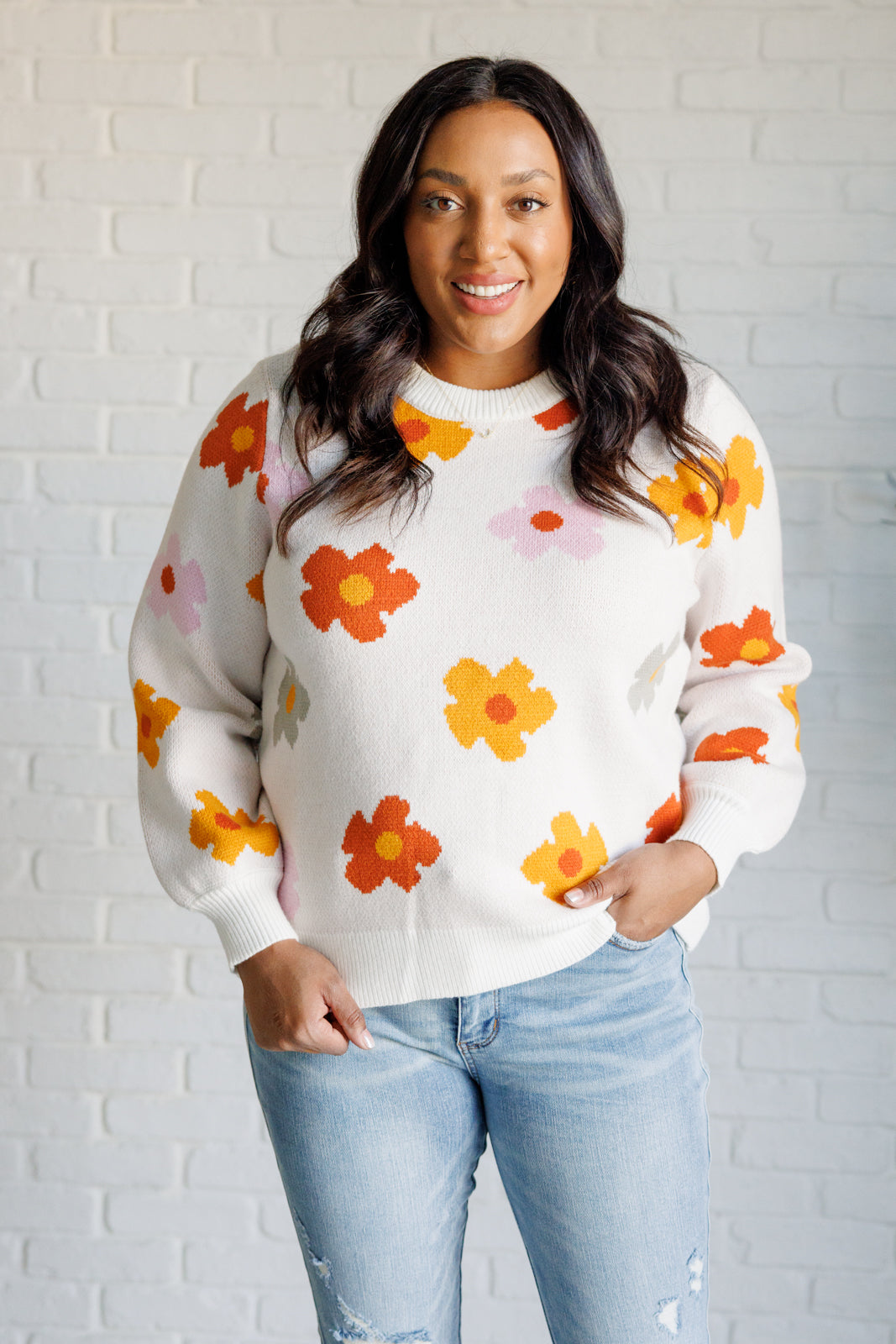 Falling Flowers Floral Sweater - 9/18/2025