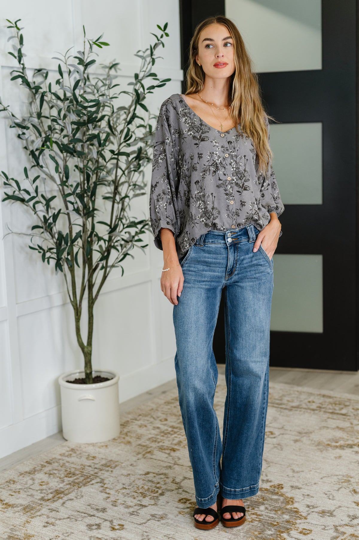 Falling in Deep Crinkle Woven Blouse Dune Grey - 8/19/2025 NEW
