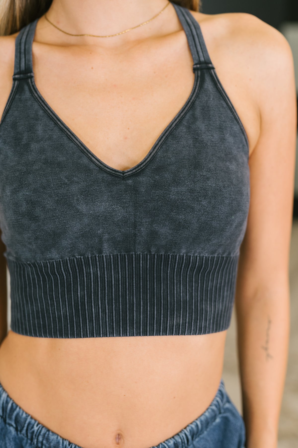 Fine Figure Mineral Wash Bralette in Charcoal - 10/30/2026