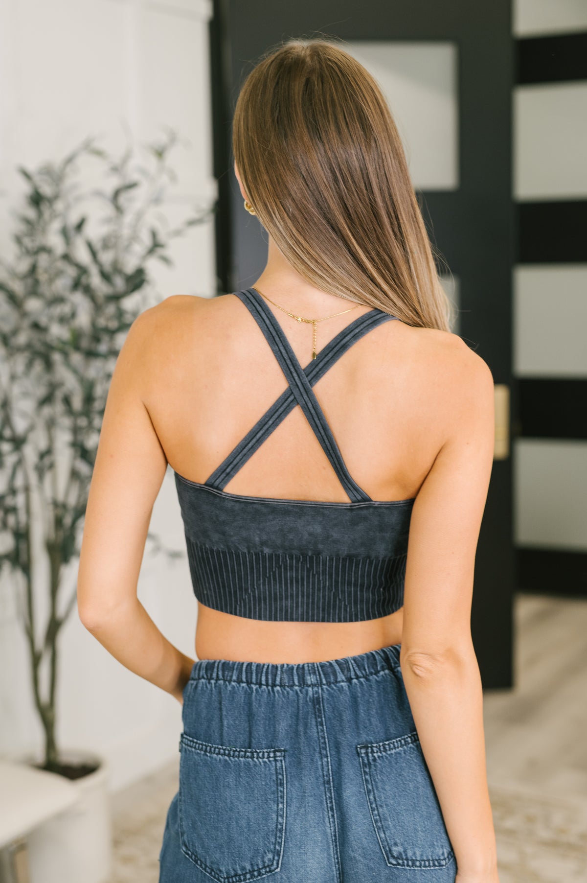 Fine Figure Mineral Wash Bralette in Charcoal - 10/30/2026