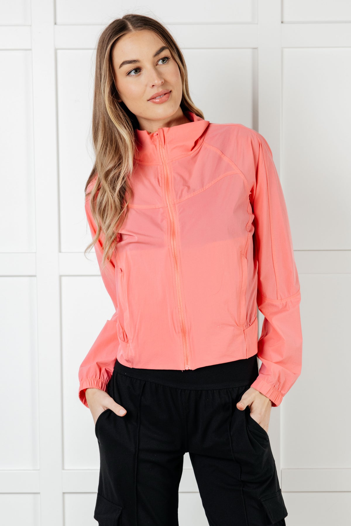 Fit Happens Nylon Tennis Jacket in Coral Rose - 1/2/2025