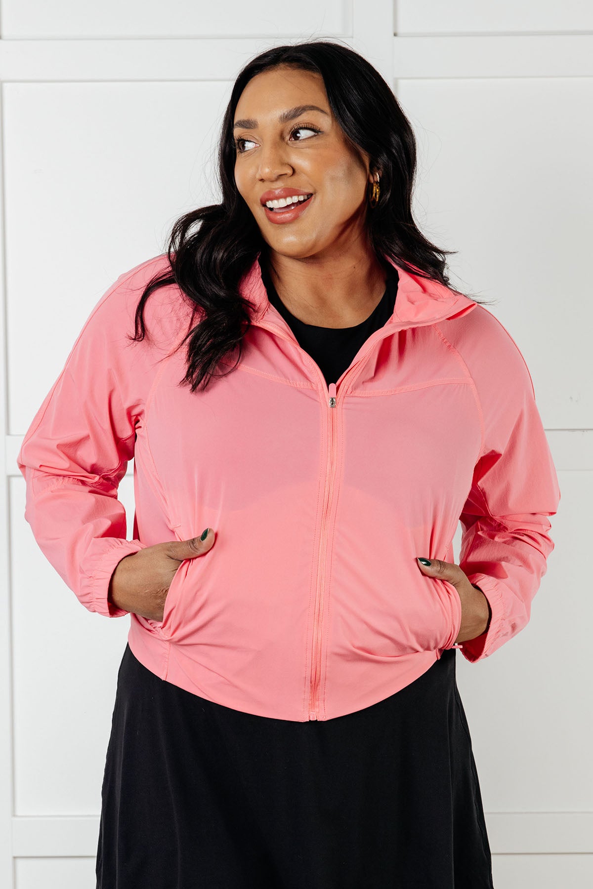 Fit Happens Nylon Tennis Jacket in Coral Rose - 1/2/2025