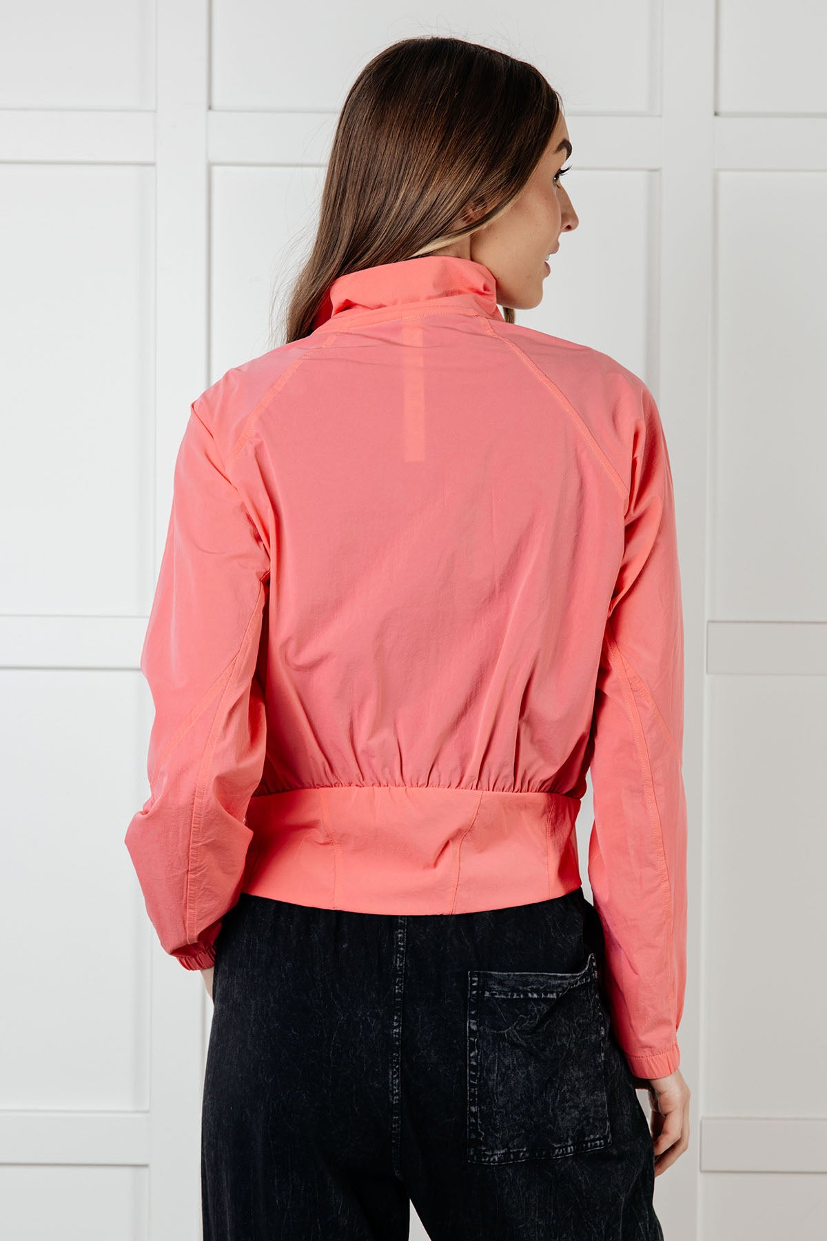 Fit Happens Nylon Tennis Jacket in Coral Rose - 1/2/2025