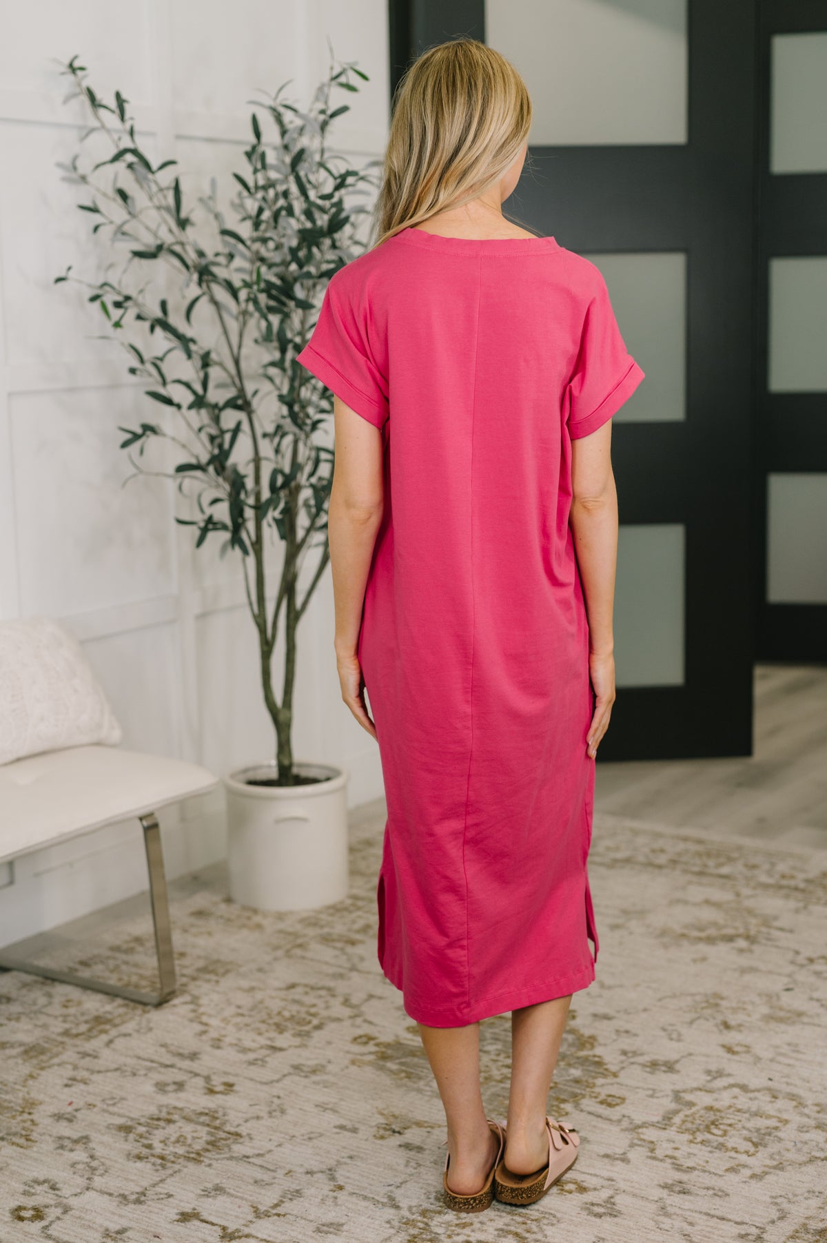 Fix You Right Up Short Sleeve Midi Dress in Hot Pink - 4/1/2026