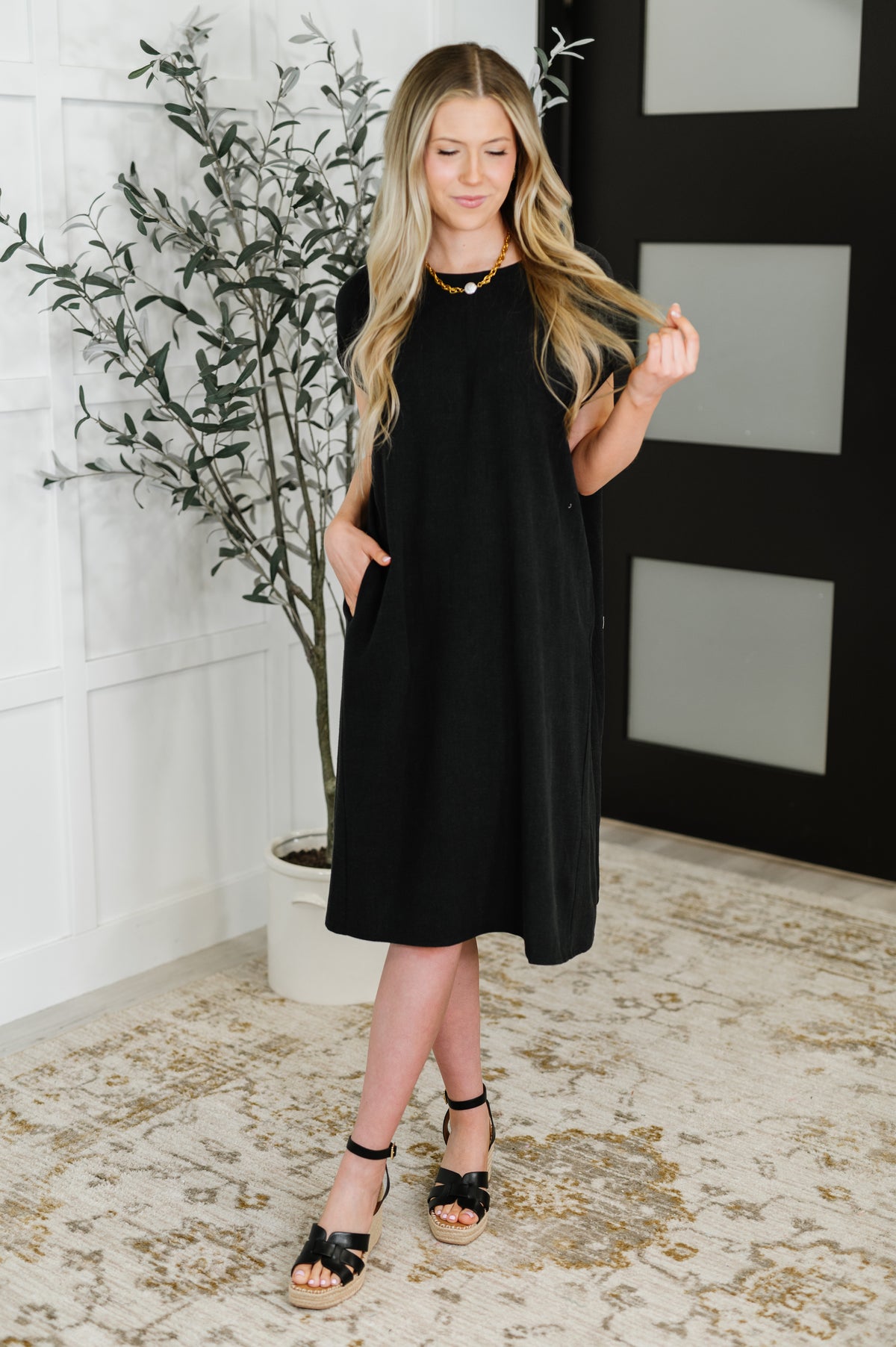 Flatter Me Later Relaxed Dress in Black - 6/20/2025