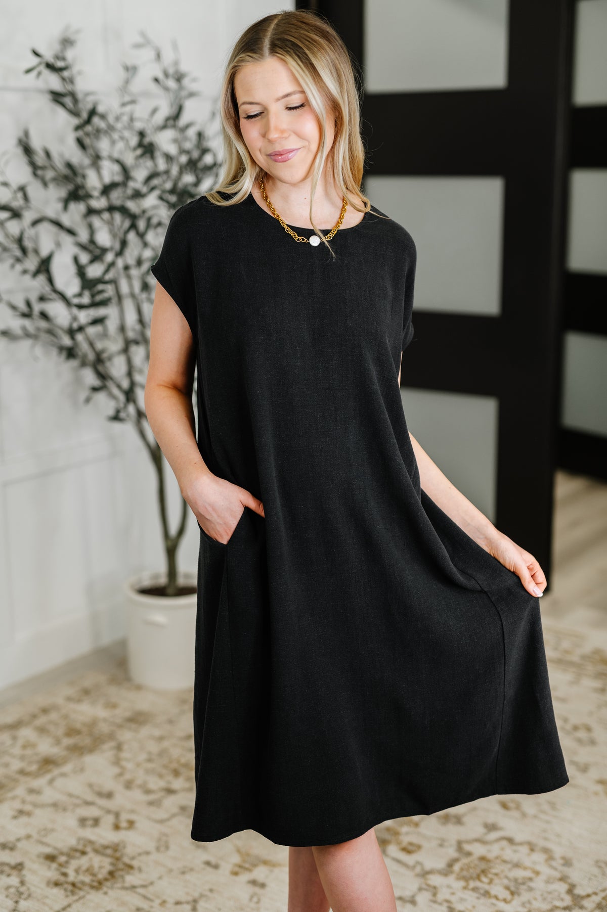 Flatter Me Later Relaxed Dress in Black - 6/20/2025
