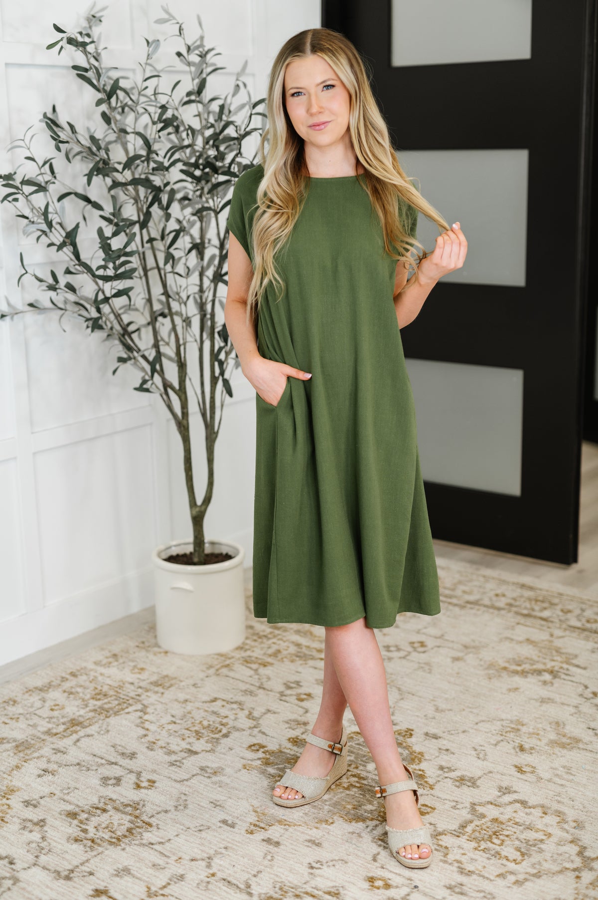 Flatter Me Later Relaxed Dress in Moss - 6/20/2025