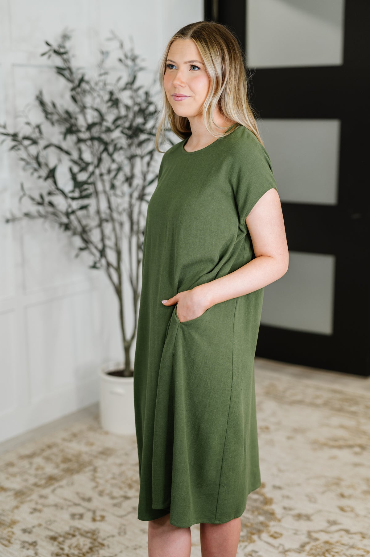 Flatter Me Later Relaxed Dress in Moss - 6/20/2025
