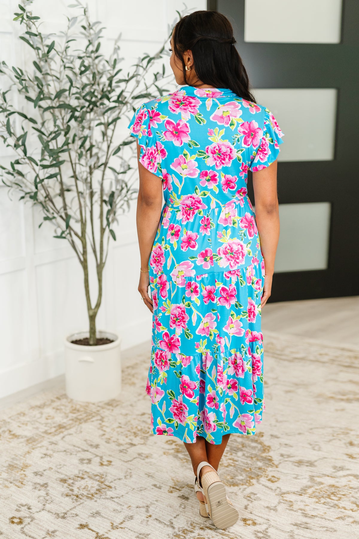 Fleurget Me Not Tiered Flutter Sleeve Dress in Aqua - 6/13/2025 NEW
