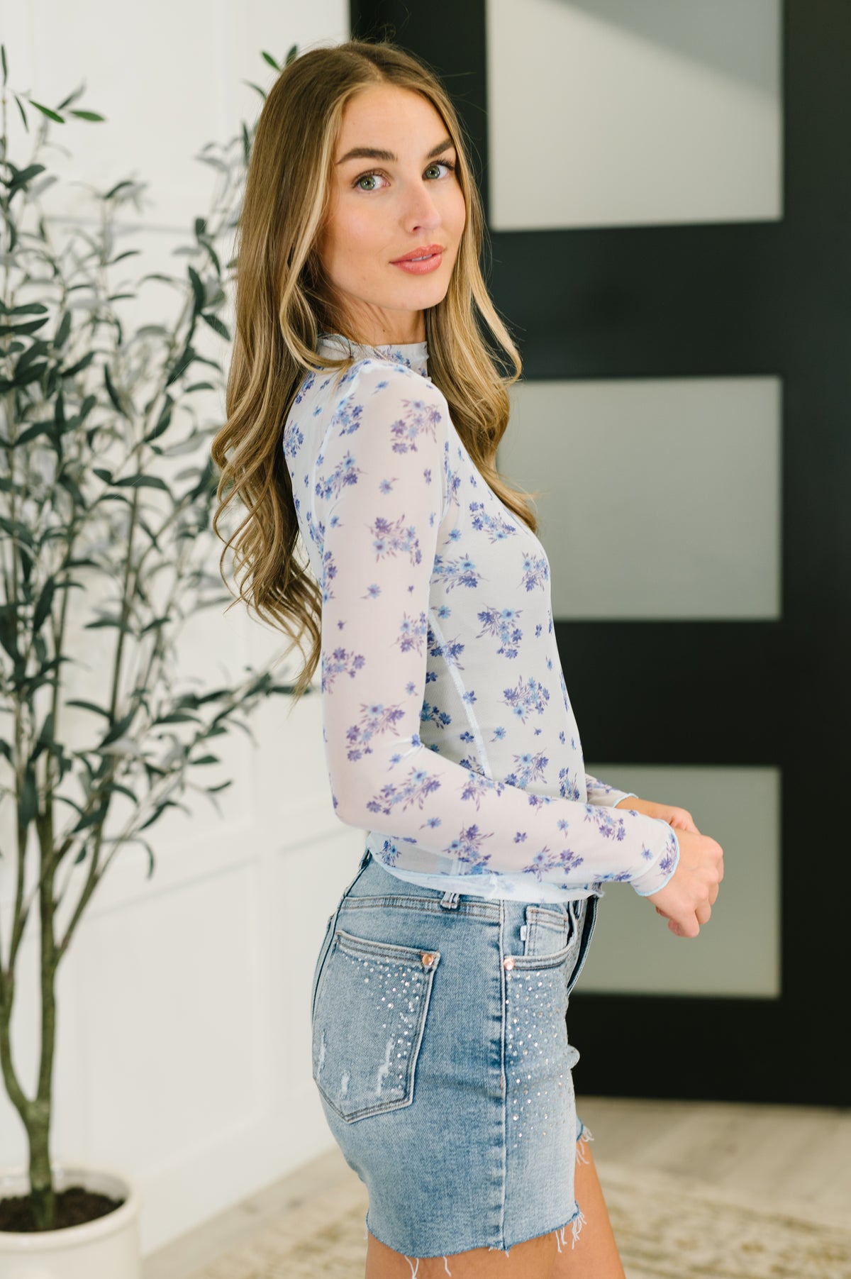 Flirty by Nature Mesh Layering Top in Light Blue - 7/22/2025 NEW