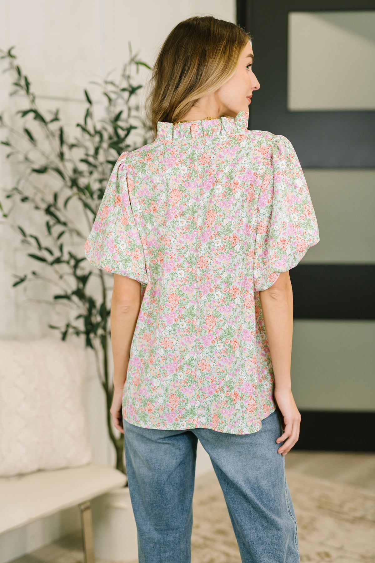 Flower Picking Notch Neck Blouse - 3/6/2026