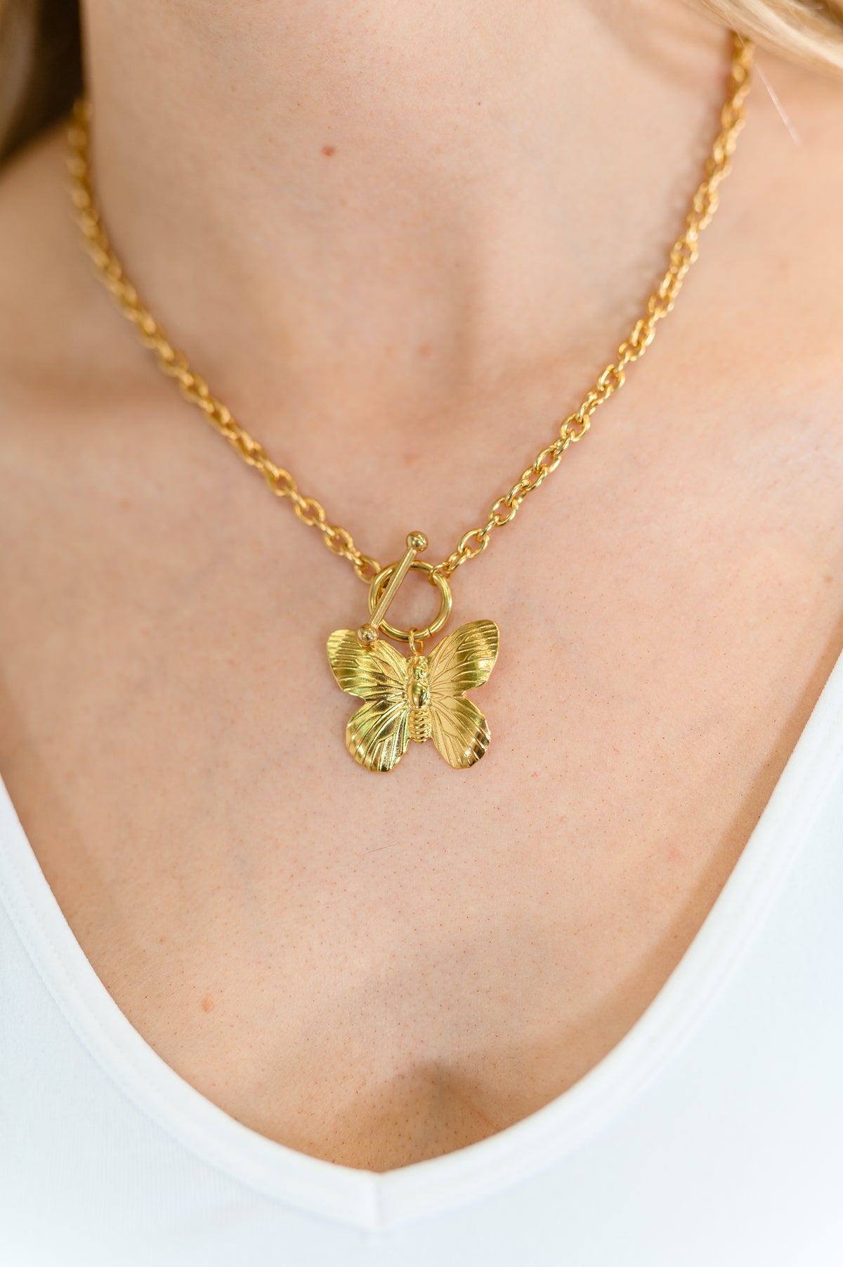 Flutter & Shine Butterfly Pendant Necklace in Gold - 9/5/2025