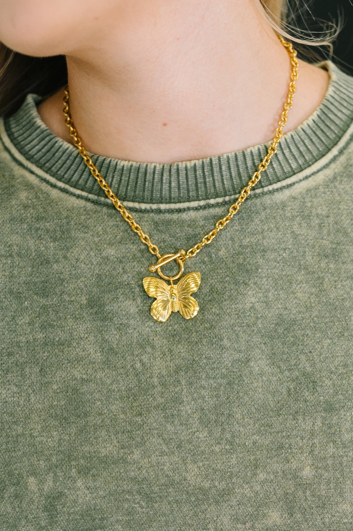 Flutter & Shine Butterfly Pendant Necklace in Gold - 9/5/2025