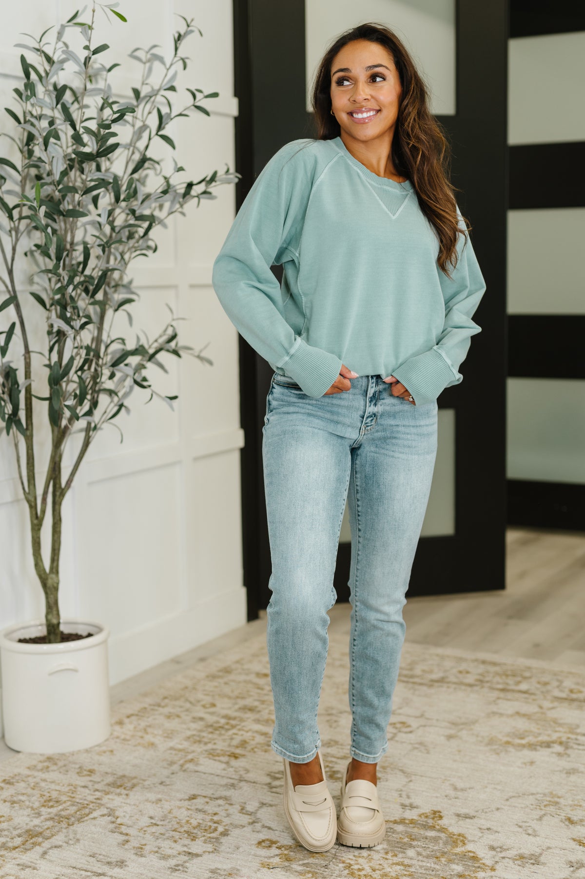 For the Experience Relaxed Pullover in Ash Blue - 9/17/2025