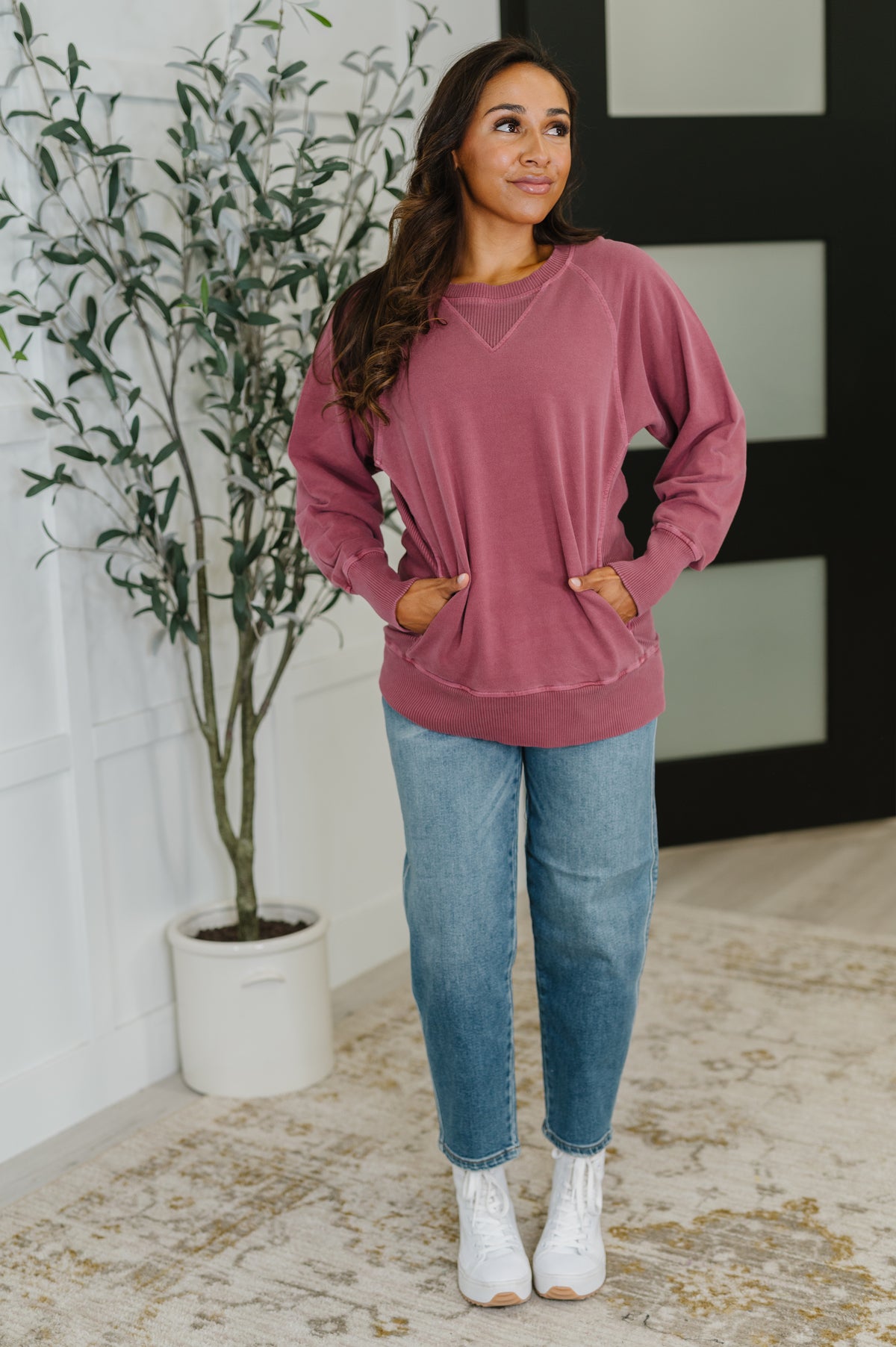 For the Experience Relaxed Pullover in Cabernet - 9/17/2025