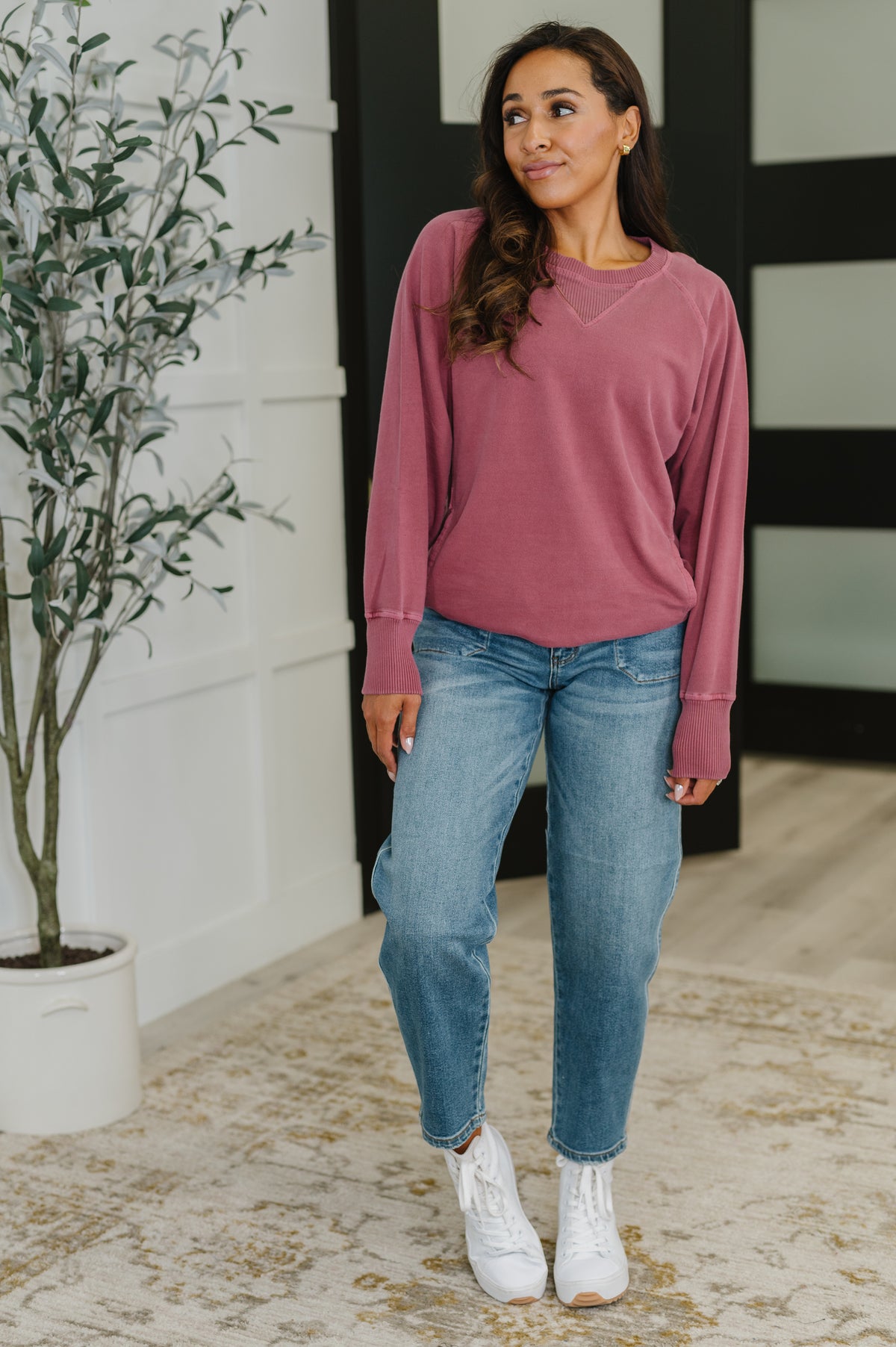 For the Experience Relaxed Pullover in Cabernet - 9/17/2025