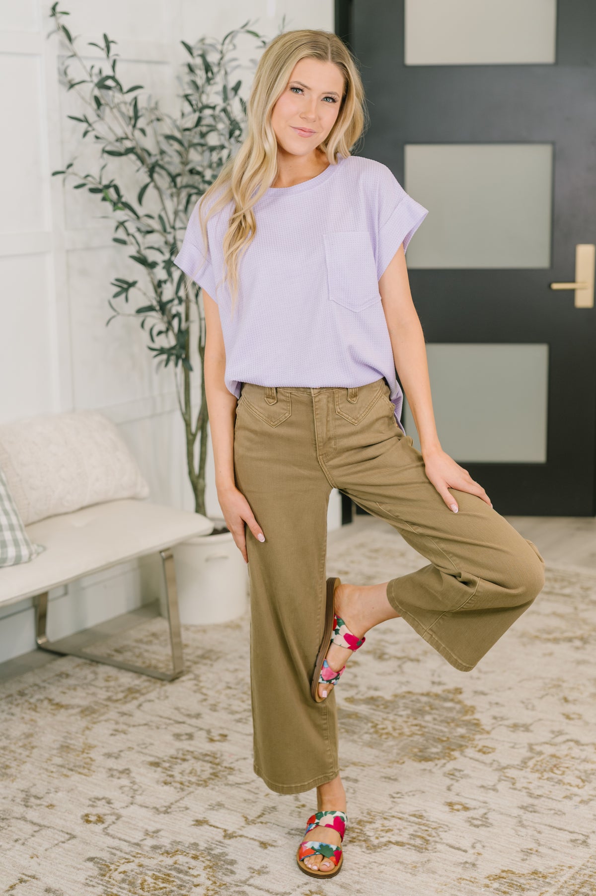 Foundation First Waffle Knit Relaxed Tee in Lilac - 6/19/2026