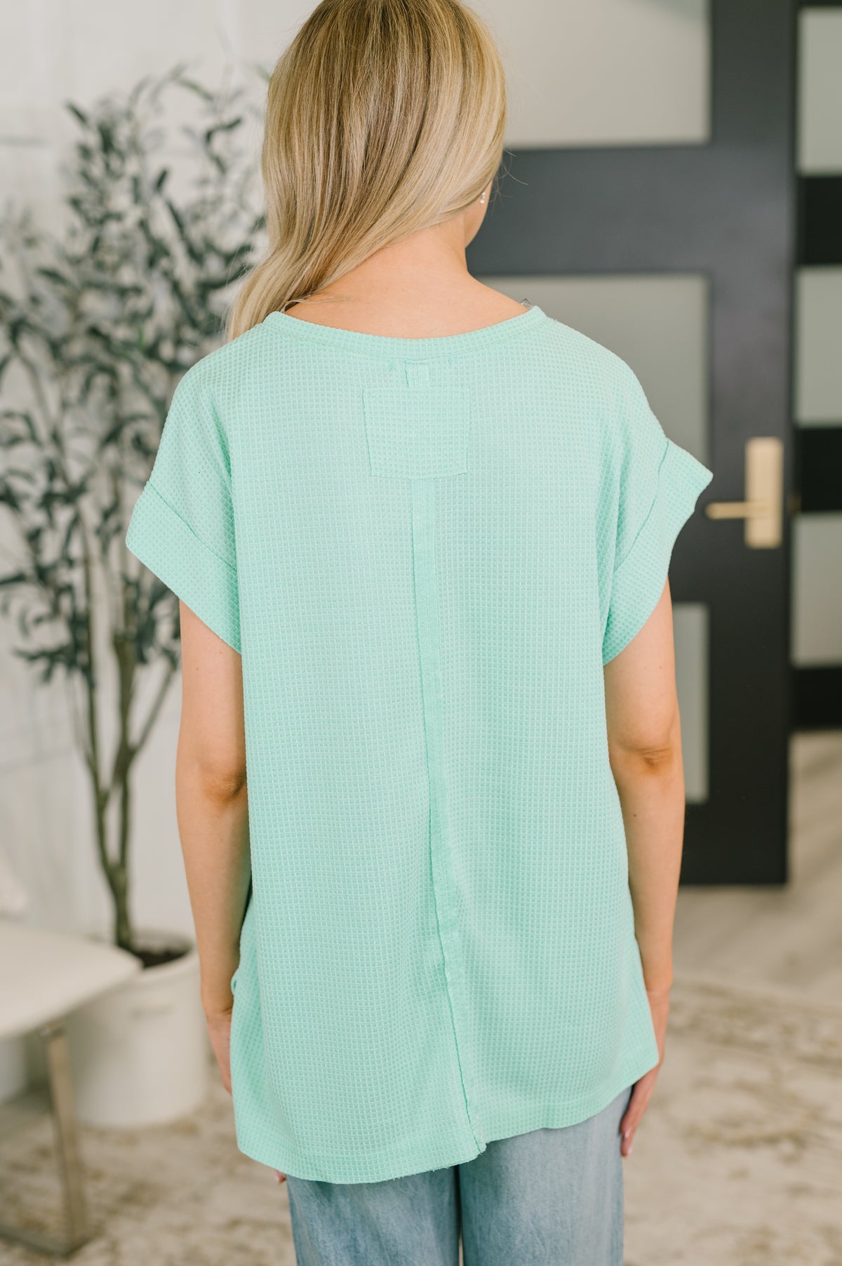 Foundation First Waffle Knit Relaxed Tee in Mint - 6/19/2026