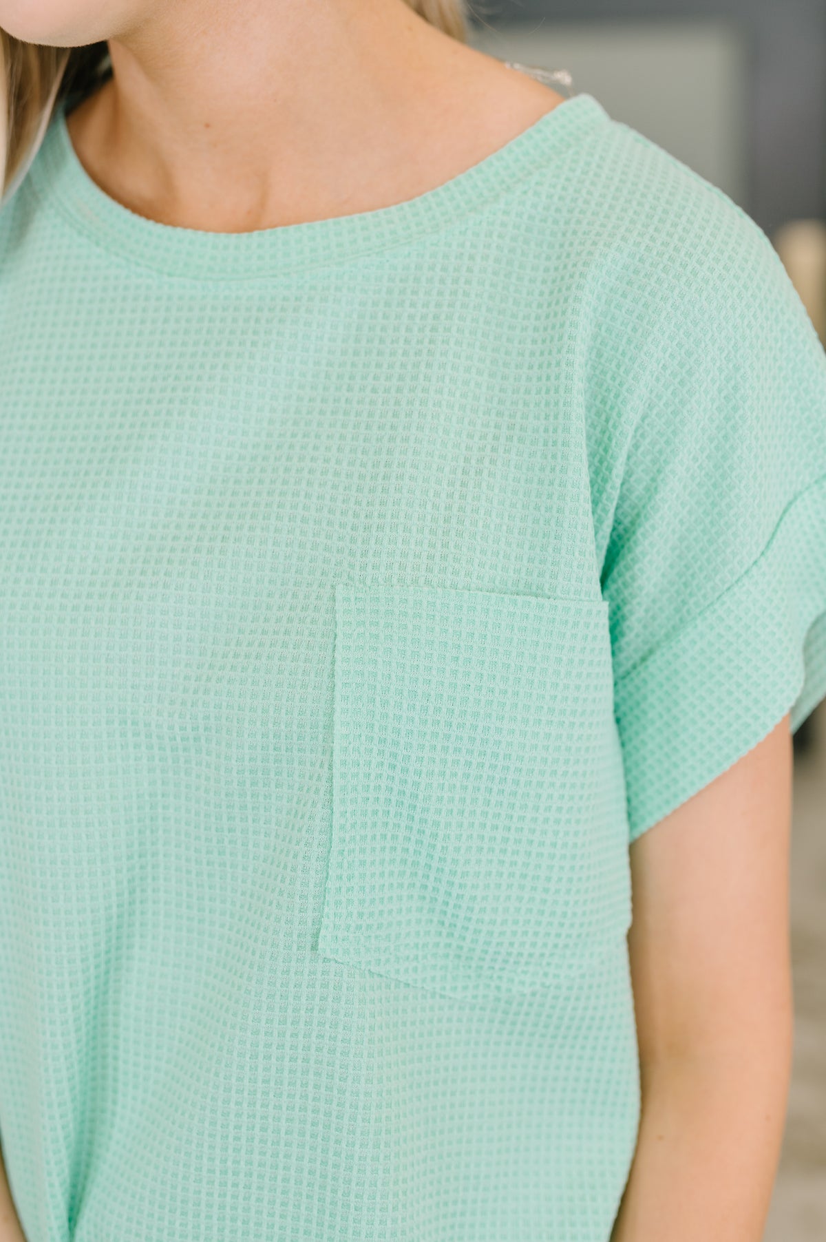 Foundation First Waffle Knit Relaxed Tee in Mint - 6/19/2026
