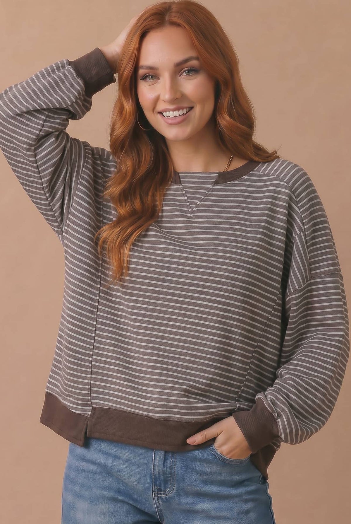 Leafy Breeze Relaxed Sweater Top - 10/23/2026