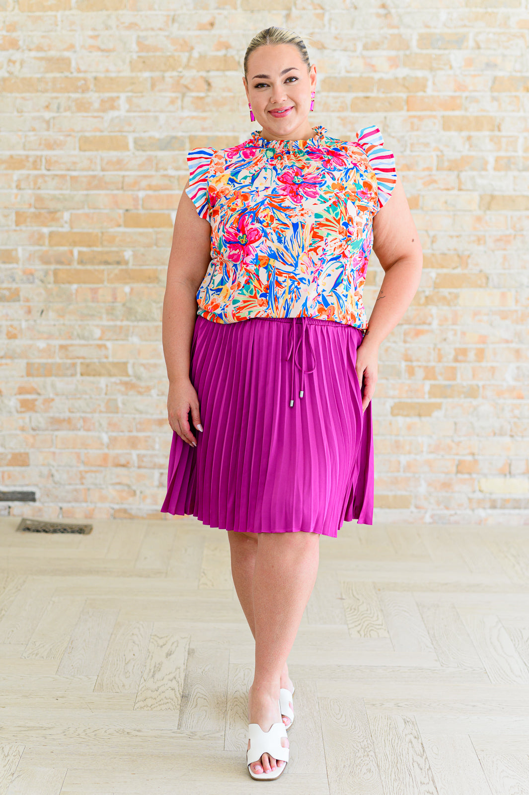 Just a Flirt Pleated Skirt in Magenta - 6/12/2024
