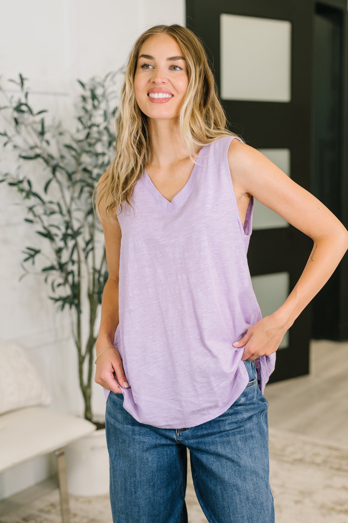 Getting Good V-Neck Tank in Lilac - 6/26/2026