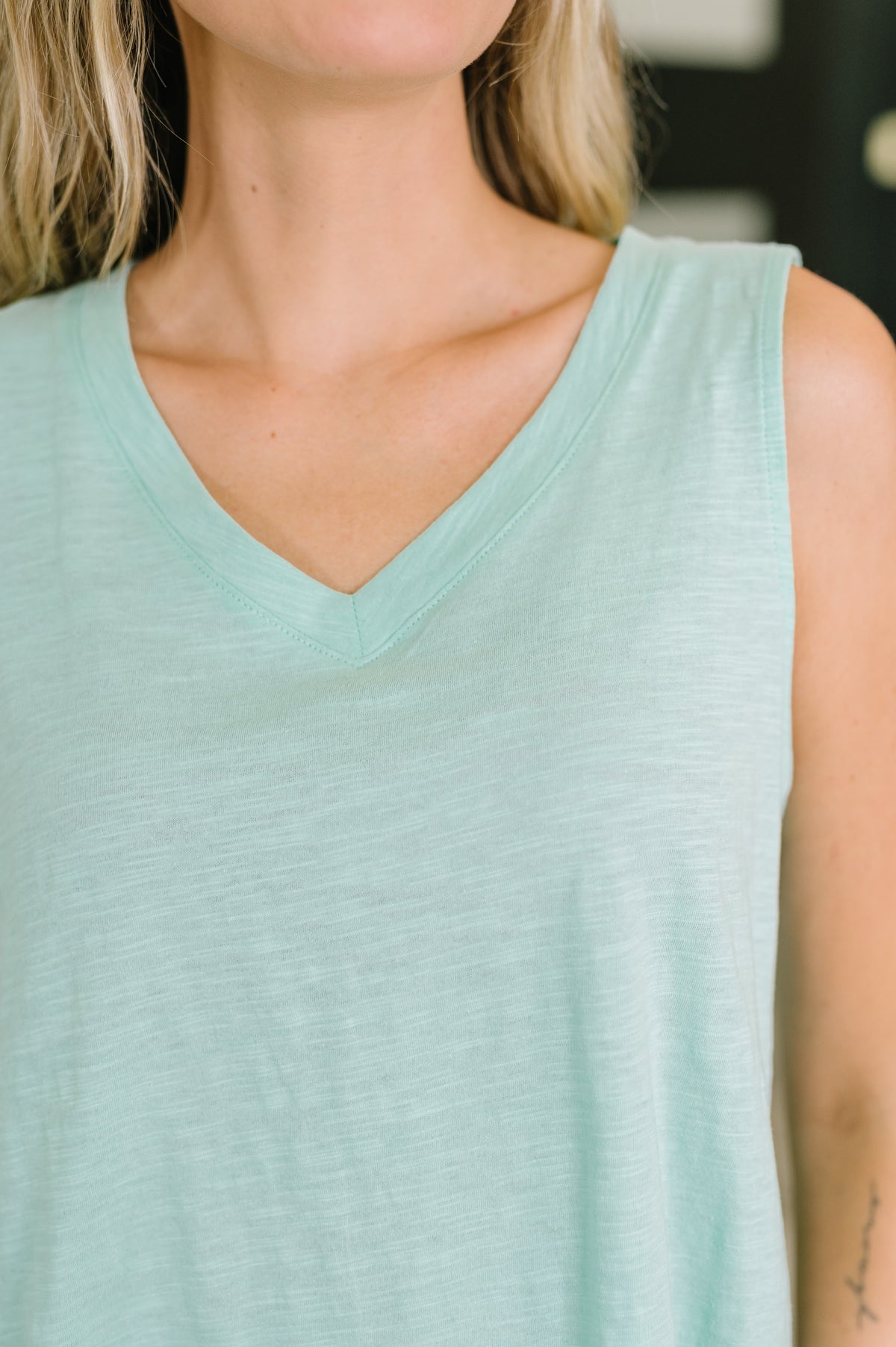 Getting Good V-Neck Tank in Mint - 6/26/2026