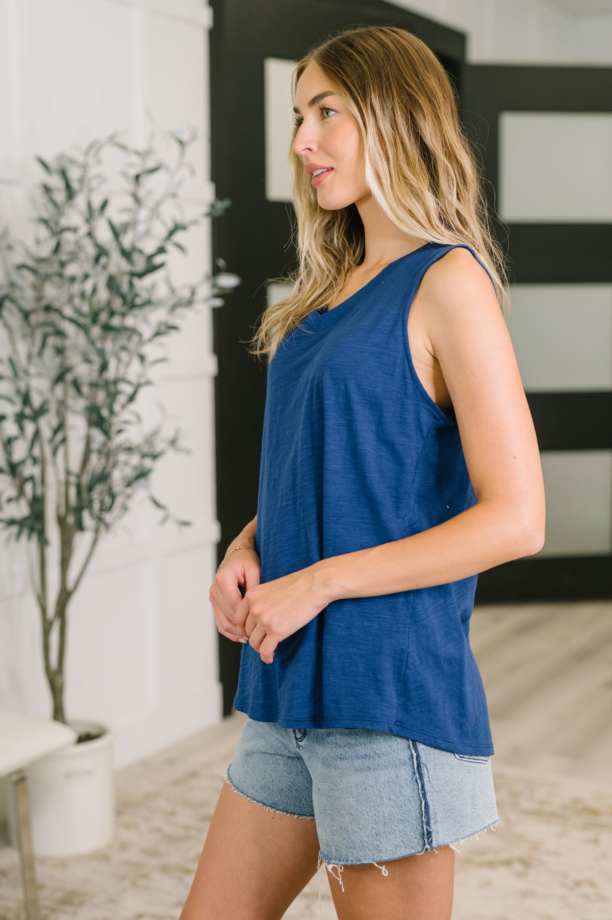 Getting Good V-Neck Tank in Navy - 6/26/2026