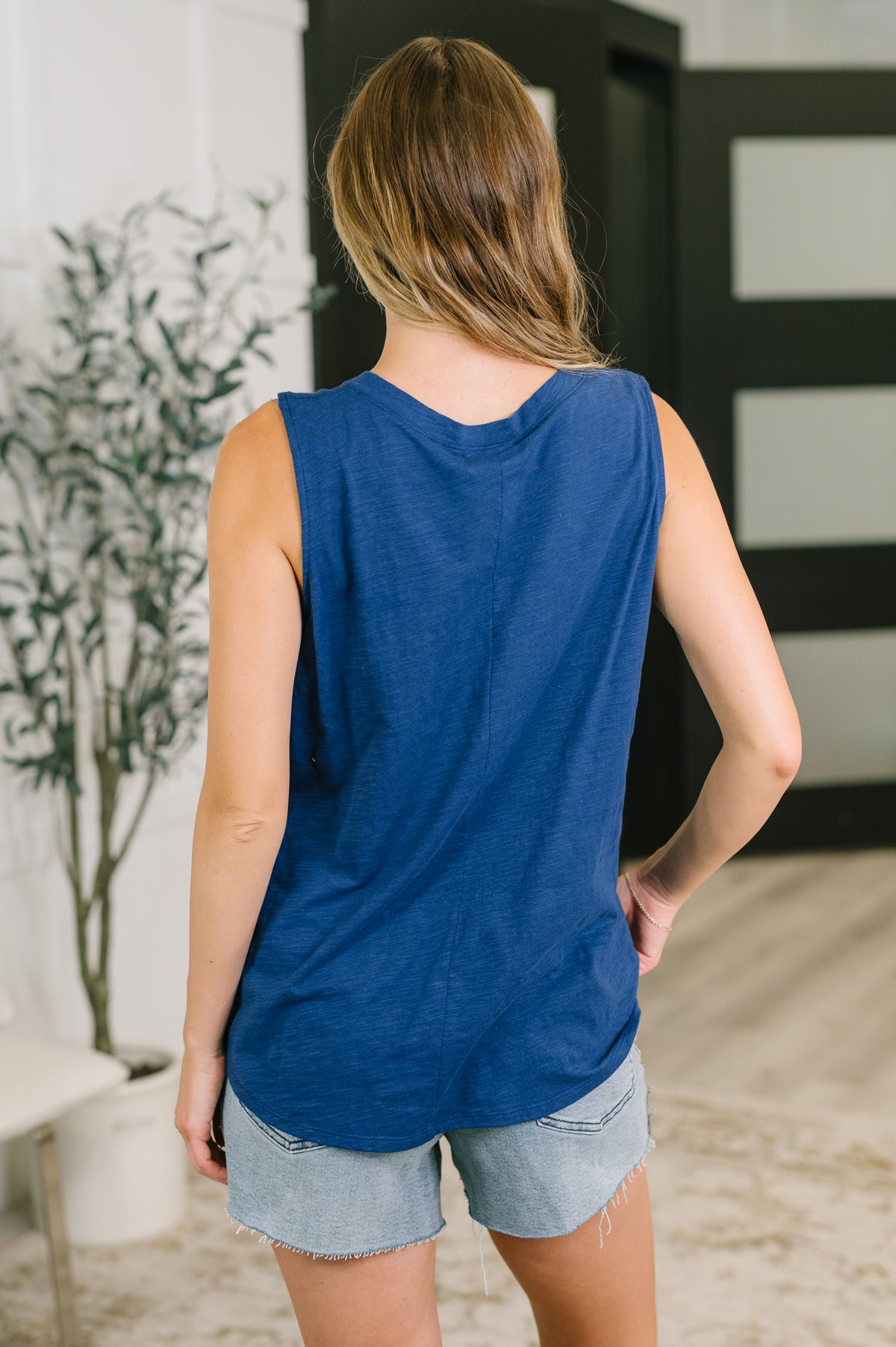 Getting Good V-Neck Tank in Navy - 6/26/2026